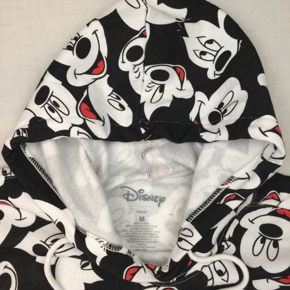 Disney Mickey Mouse Hoodie Cut Cropped Junior's size medium All Over Print NWOT - Picture 6 of 7